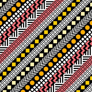 Retro renk seamless modeli. Süslü geometrik sanat baskı. Etnik hipster süs satırları zemin.
