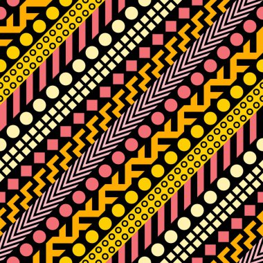 Retro renk seamless modeli. Süslü geometrik sanat baskı. Etnik hipster süs satırları zemin.