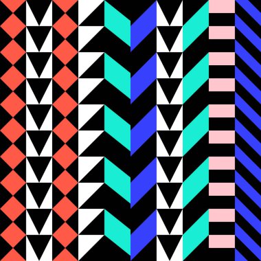 Retro renk seamless modeli. Süslü geometrik sanat baskı. Etnik hipster süs satırları zemin.