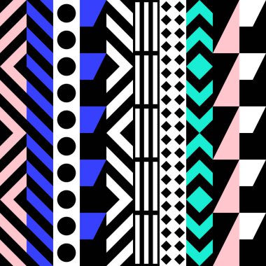 Retro renk seamless modeli. Süslü geometrik sanat baskı. Etnik hipster süs satırları zemin.