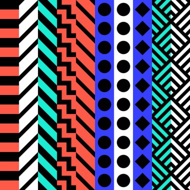 Retro renk seamless modeli. Süslü geometrik sanat baskı. Etnik hipster süs satırları zemin.