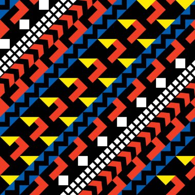 Retro renk seamless modeli. Süslü geometrik sanat baskı. Etnik hipster süs satırları zemin.
