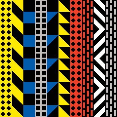 Retro renk seamless modeli. Süslü geometrik sanat baskı. Etnik hipster süs satırları zemin.