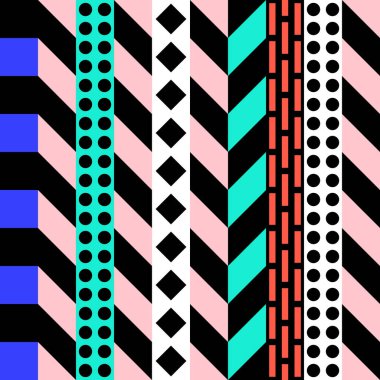 Retro renk seamless modeli. Süslü geometrik sanat baskı. Etnik hipster süs satırları zemin.