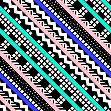 Retro renk seamless modeli. Süslü geometrik sanat baskı. Etnik hipster süs satırları zemin.