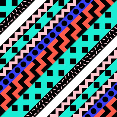Retro renk seamless modeli. Süslü geometrik sanat baskı. Etnik hipster süs satırları zemin.