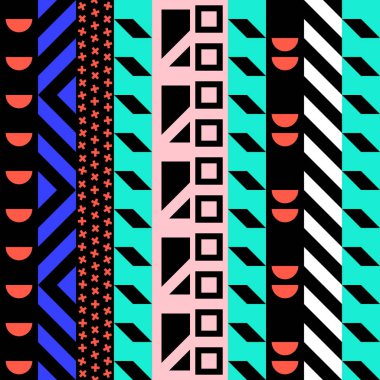 Retro renk seamless modeli. Süslü geometrik sanat baskı. Etnik hipster süs satırları zemin.