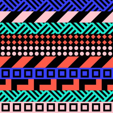 Retro renk seamless modeli. Süslü geometrik sanat baskı. Etnik hipster süs satırları zemin.