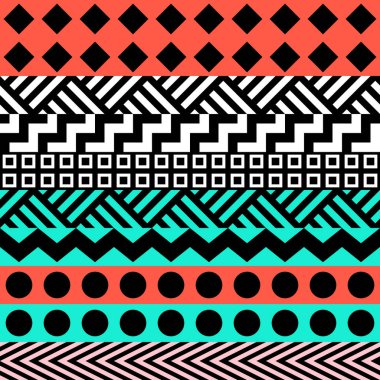 Retro renk seamless modeli. Süslü geometrik sanat baskı. Etnik hipster süs satırları zemin.