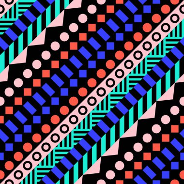 Retro renk seamless modeli. Süslü geometrik sanat baskı. Etnik hipster süs satırları zemin.