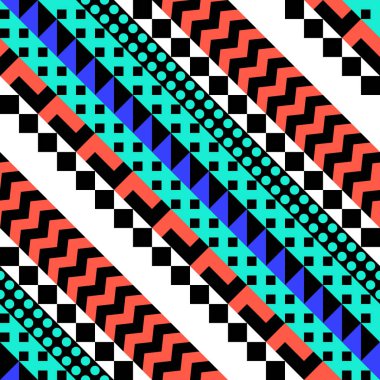 Retro renk seamless modeli. Süslü geometrik sanat baskı. Etnik hipster süs satırları zemin.