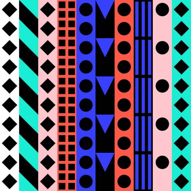 Retro renk seamless modeli. Süslü geometrik sanat baskı. Etnik hipster süs satırları zemin.