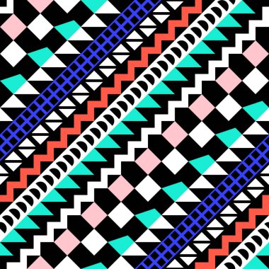 Retro renk seamless modeli. Süslü geometrik sanat baskı. Etnik hipster süs satırları zemin.