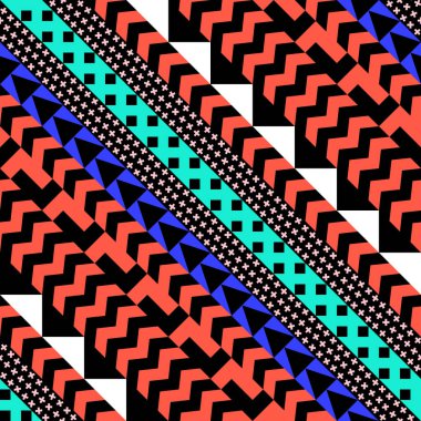 Retro renk seamless modeli. Süslü geometrik sanat baskı. Etnik hipster süs satırları zemin.