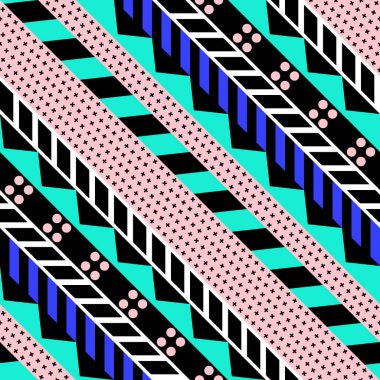 Retro renk seamless modeli. Süslü geometrik sanat baskı. Etnik hipster süs satırları zemin.