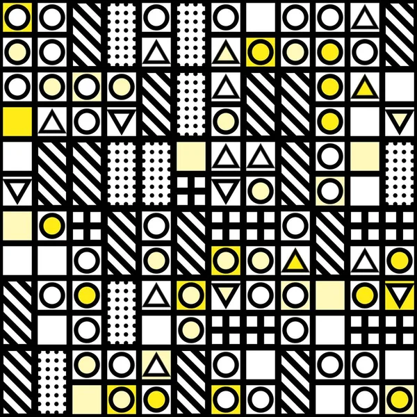 Dekoratív geometriai alakzatok csempe. Fekete-fehér szabálytalan mintázat. Absztrakt háttér. Művészeti dekoratív díszítő rács — Stock Fotó