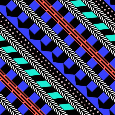 Retro renk seamless modeli. Süslü geometrik sanat baskı. Etnik hipster süs satırları zemin.