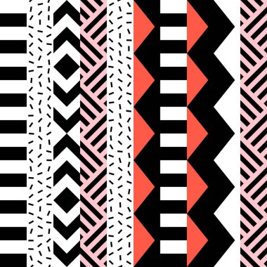 Retro renk seamless modeli. Süslü geometrik sanat baskı. Etnik hipster süs satırları zemin.