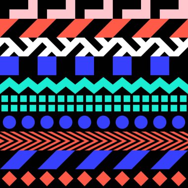 Retro renk seamless modeli. Süslü geometrik sanat baskı. Etnik hipster süs satırları zemin.