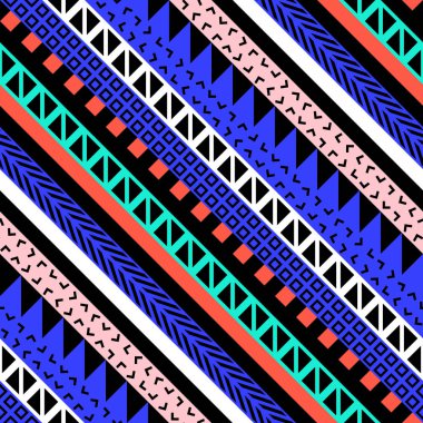 Retro renk seamless modeli. Süslü geometrik sanat baskı. Etnik hipster süs satırları zemin.