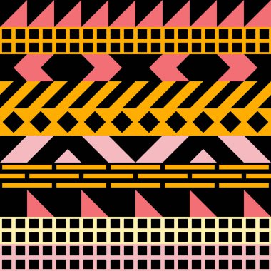 Retro renk seamless modeli. Süslü geometrik sanat baskı. Etnik hipster süs satırları zemin.