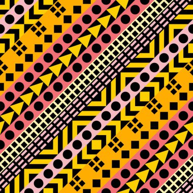 Retro renk seamless modeli. Süslü geometrik sanat baskı. Etnik hipster süs satırları zemin.