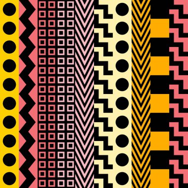 Retro renk seamless modeli. Süslü geometrik sanat baskı