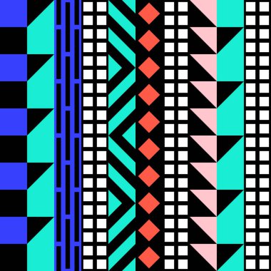 Retro renk seamless modeli. Süslü geometrik sanat baskı. Etnik hipster süs satırları zemin.
