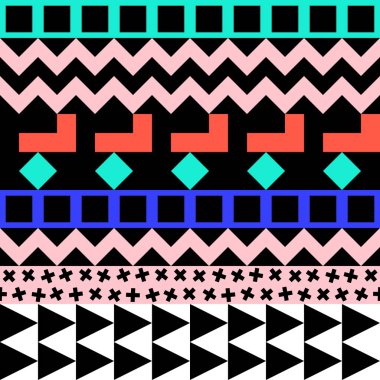 Retro renk seamless modeli. Süslü geometrik sanat baskı. Etnik hipster süs satırları zemin.