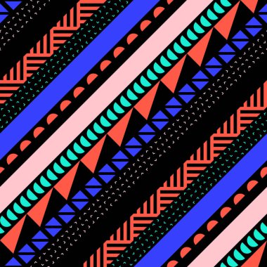 Retro renk seamless modeli. Süslü geometrik sanat baskı. Etnik hipster süs satırları zemin.