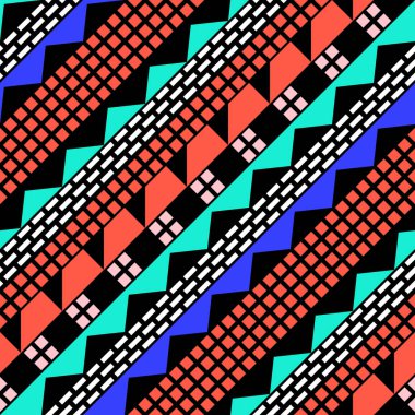 Retro renk seamless modeli. Süslü geometrik sanat baskı. Etnik hipster süs satırları zemin.
