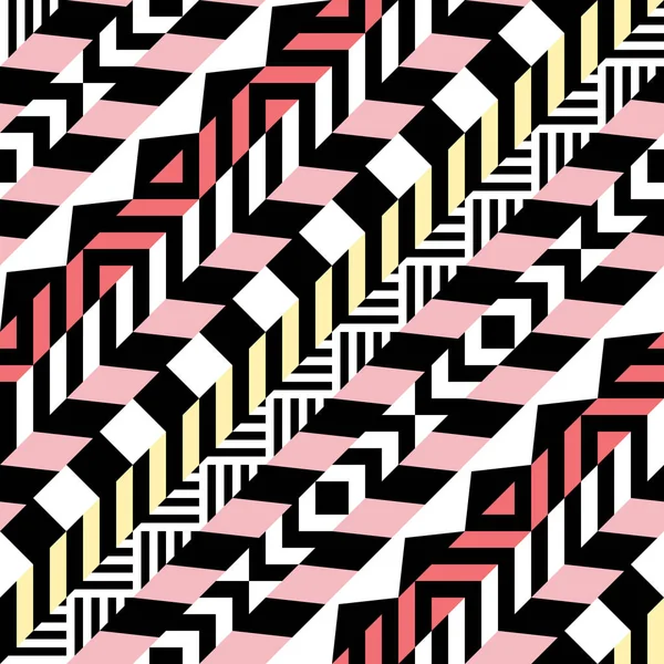 Retro Farbe nahtlose Muster. Fantasievolle abstrakte geometrische Kunstdrucke. Ethnische Hipster ornamentale Linien Hintergrund. — Stockfoto