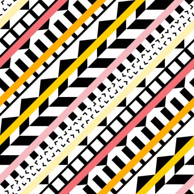 Retro renk seamless modeli. Süslü geometrik sanat baskı. Etnik hipster süs satırları zemin.
