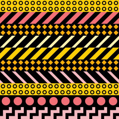 Retro renk seamless modeli. Süslü geometrik sanat baskı. Etnik hipster süs satırları zemin.