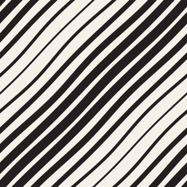 Vektörsüz Siyah ve Beyaz El Çapraz Dalgalı Çizgiler Deseni. Özet Freehand Arkaplan Tasarımı