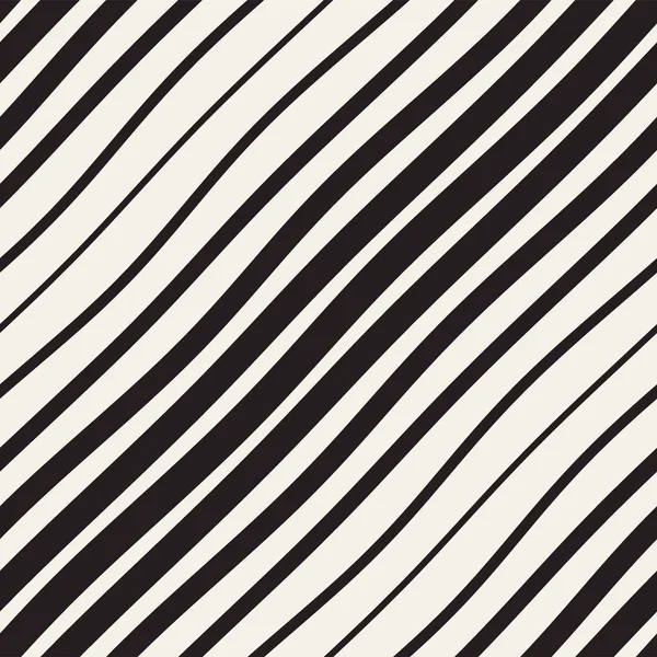 Vector Seamless Black and White Hand Drawn Diagonal Wavy Lines Pattern. 자유롭게 뒤를 봐 주는 설계 — 스톡 벡터