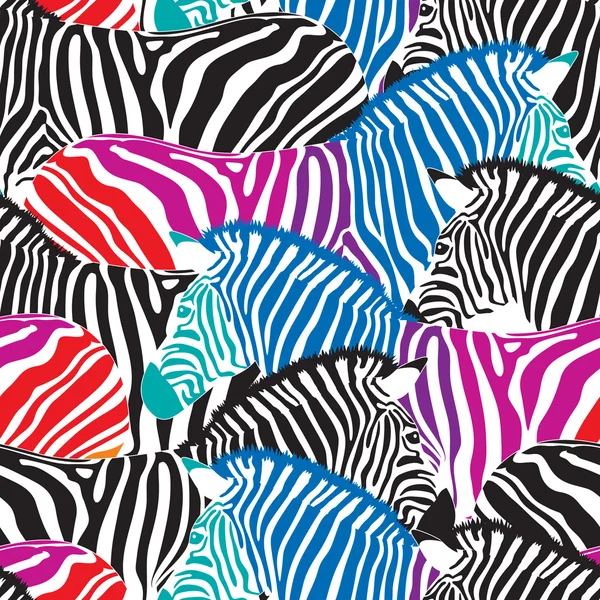 Preto e padrão sem costura zebra colorida . —  Vetores de Stock