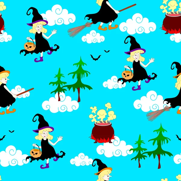 Halloween witches  seamless pattern — Stock Vector