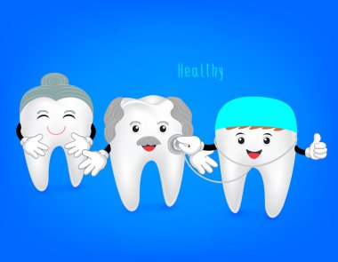 Senior tooth with dentist and stethoscope. clipart
