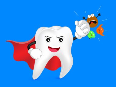 Sağlık karikatür diş bakteri ile boks.