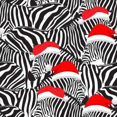 Santa giyen zebra seamless modeli şapka.  