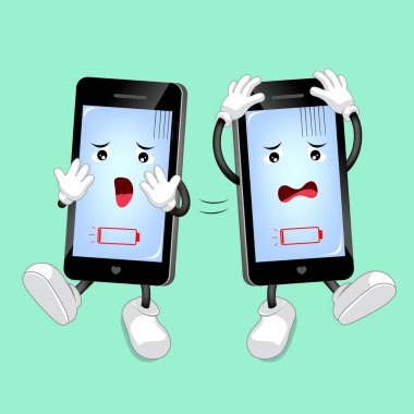 sevimli çizgi smartphone düşük pil ile