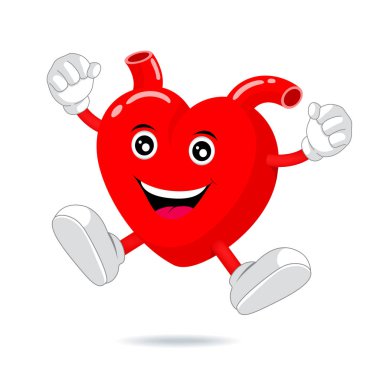 Güçlü kırmızı kalp karakter. 