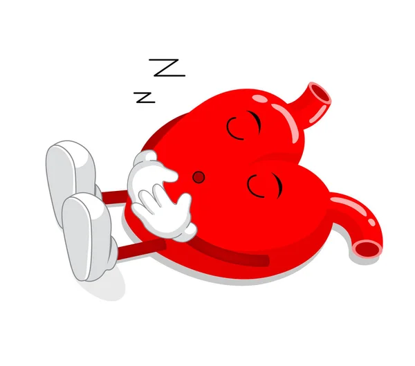 Cuore rosso personaggio addormentato . — Vettoriale Stock