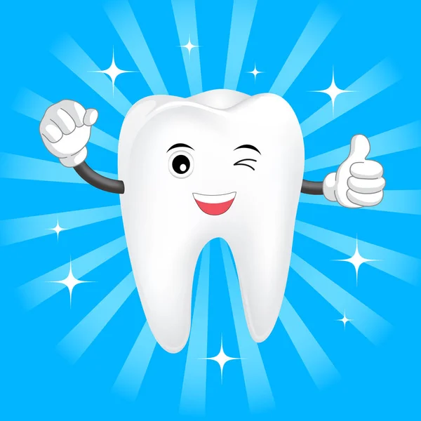 Feliz Dental Sorriso Dente Mascote . —  Vetores de Stock