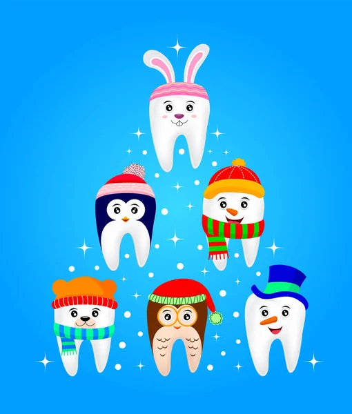 Słodkie Boże Narodzenie zęby znaków. — Wektor stockowy