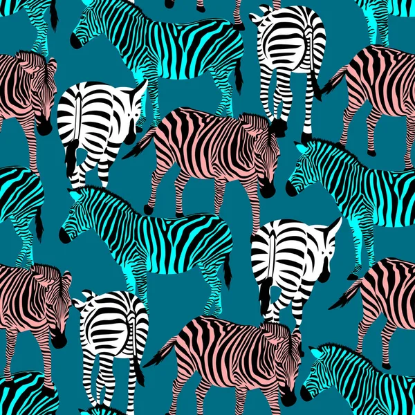 Buntes Zebra nahtloses Muster. — Stockvektor