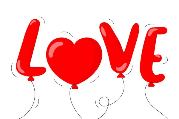 Piros ábécé léggömbök a szeretet. — Stock Vector