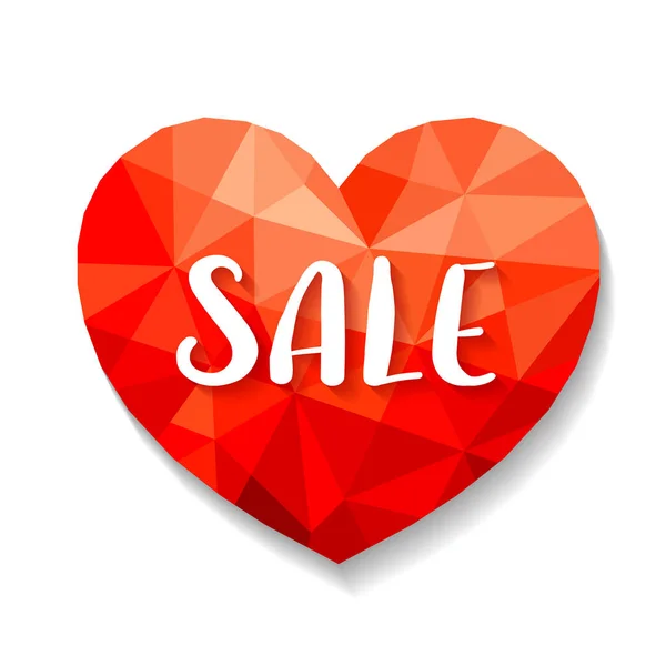 Red Polygonal heart with sale. — Stock Vector