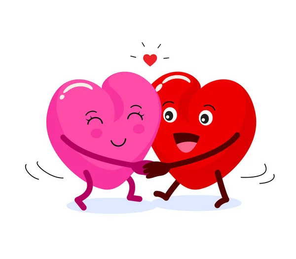 Dos corazones felices enamorados . — Vector de stock